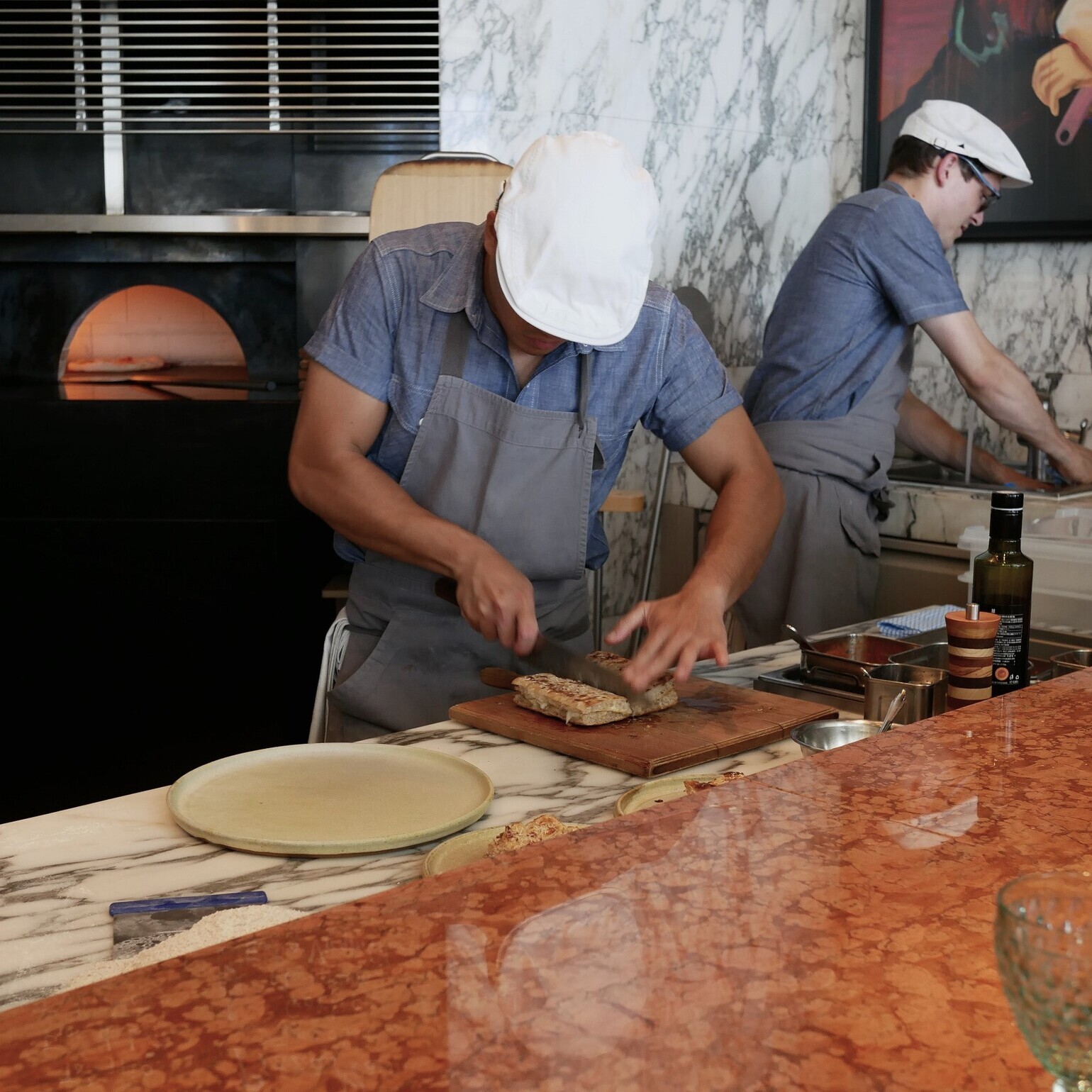 ピザ製造の様子