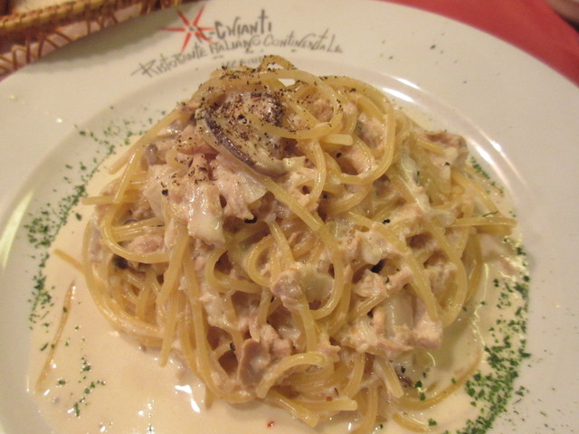 ツナとキノコのクリームソース