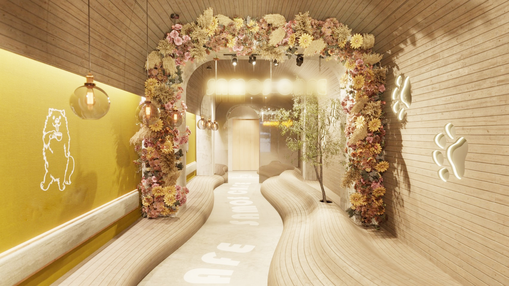 【サモエドカフェ SAMOEDO’S 大阪心斎橋店】もこもこ大型犬に包まれるひと時